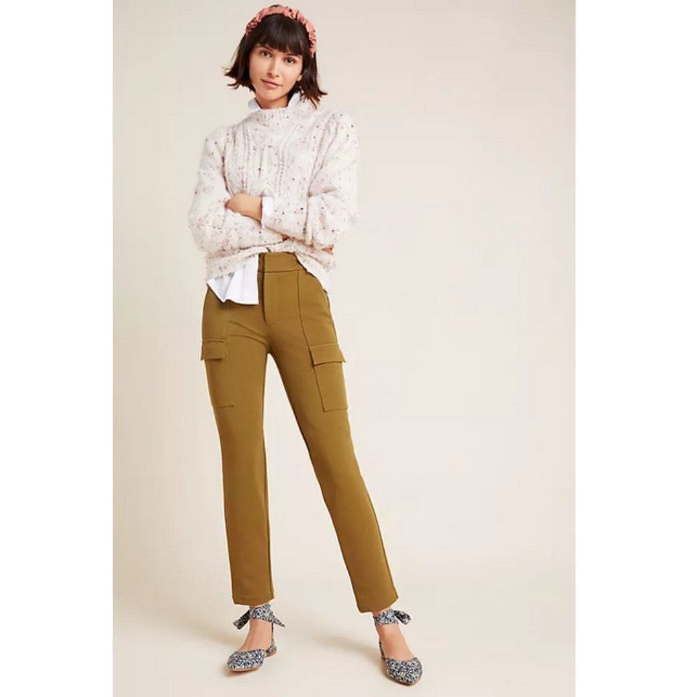 Essentials by Anthropologie Sz. 6 Moss Green The Essential Knit Cargo Pants